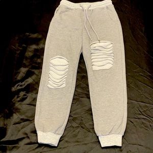 NUDE Gray Ripped Joggers